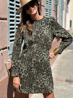 Robe Henriette - Leopard Kaki