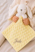 Le Lapinou Citron, Doudou Attache Tétine - Blanc - À Personnaliser