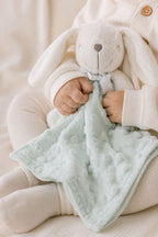 Le Lapinou Vert D'eau, Doudou Attache Tétine - Blanc - À Personnaliser