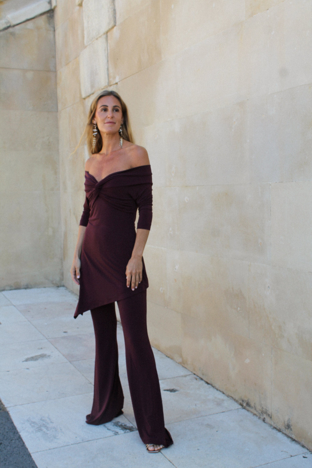 Tunique Nœud Maille Bordeaux