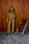 Pantalon Droit En Velours Côtelé Vert
