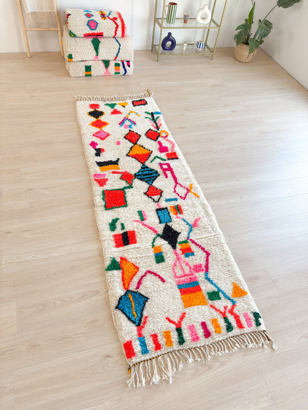 Tapis De Couloir Berbère Coloré 91 X 276 Cm - N°2144