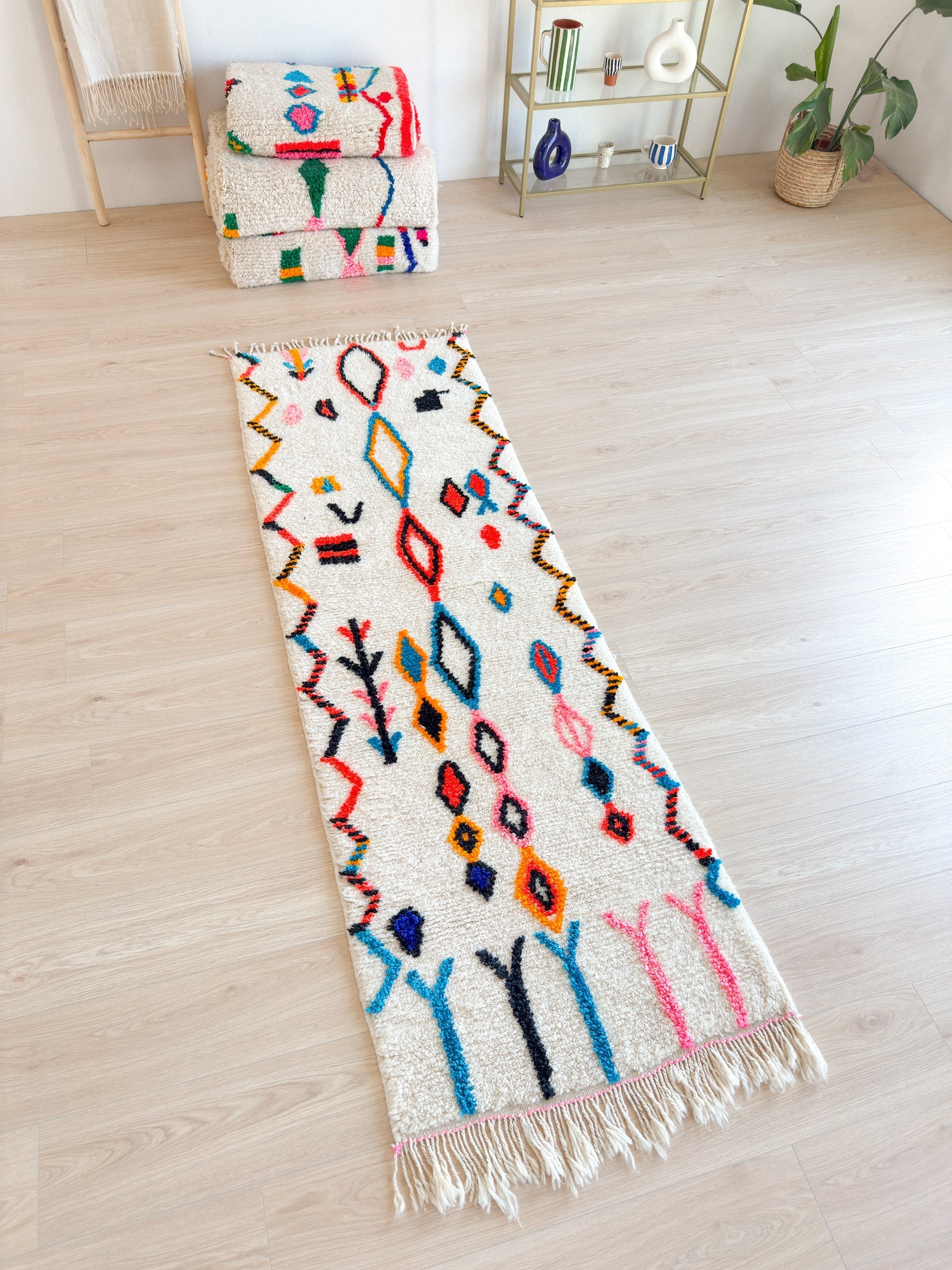 Tapis De Couloir Berbère Coloré - 79 X 257 Cm - N°2167
