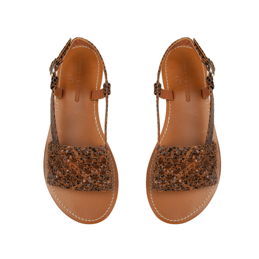 Couleur Pourpre - Sandales Indira - - Python Camel