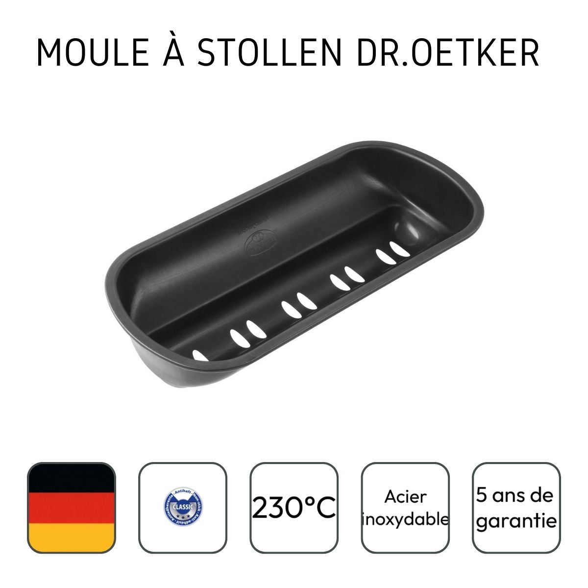 Dr Oetker - Ensemble De 2 Moules À Stollen Type Moules À Pain 31 X 10 Cm Dr Oetker Tradition - Noir