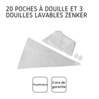 Zenker - Ensemble De 40 Poches À Douille Jetables Et 6 Embouts Plastique Réemployables 32 Cm Zenker Smart Pastry - Transparent
