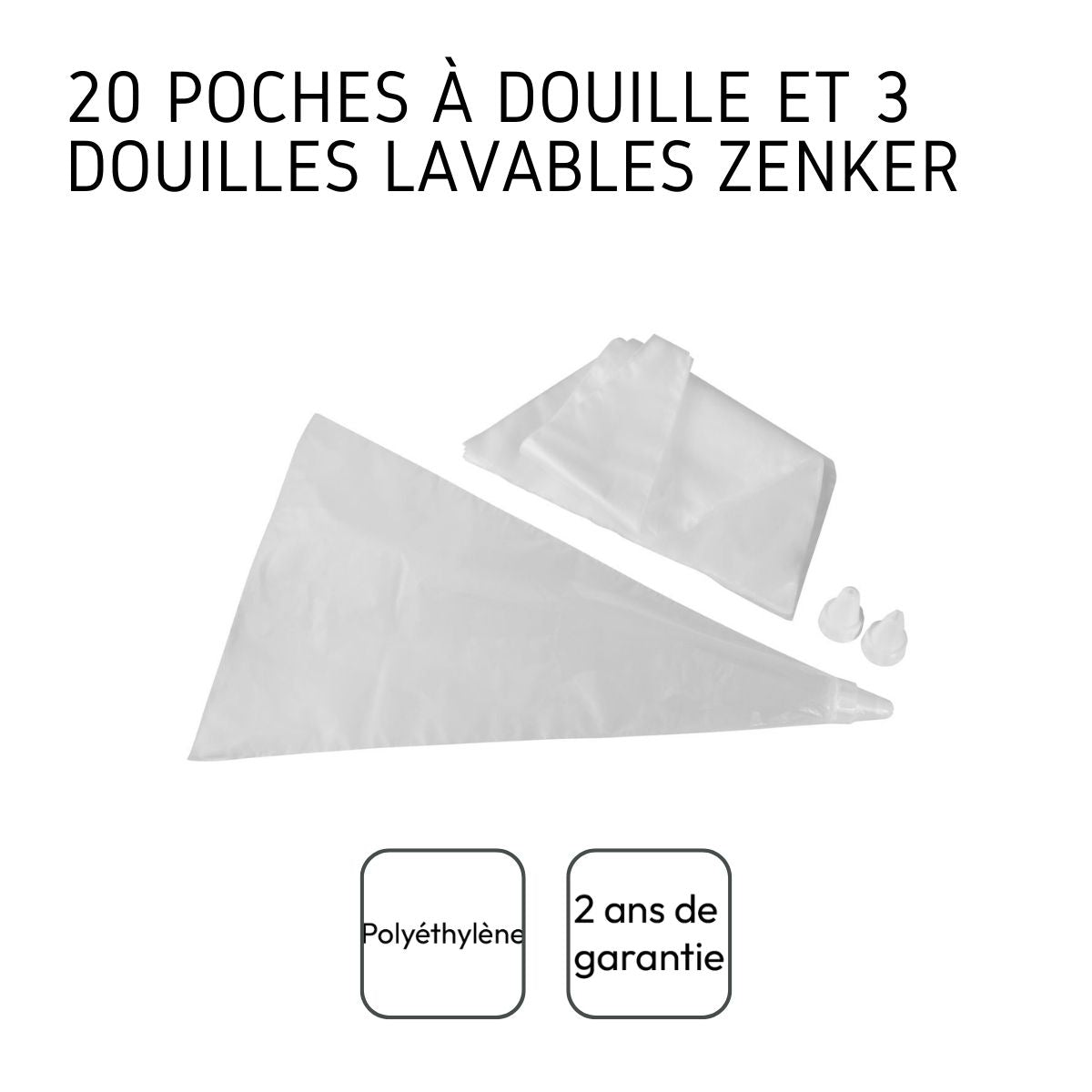 Zenker - Ensemble De 40 Poches À Douille Jetables Et 6 Embouts Plastique Réemployables 32 Cm Zenker Smart Pastry - Transparent