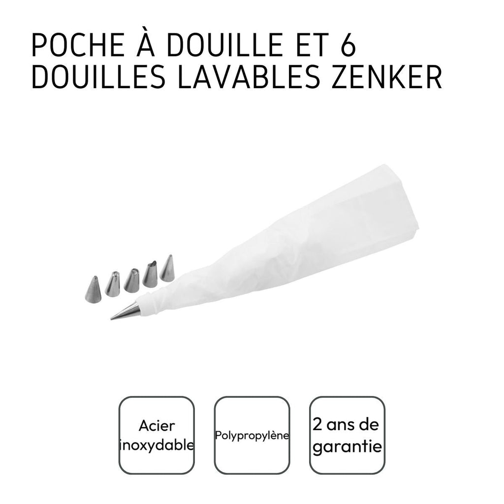 Zenker - Set De 2 Poches À Douille Avec Embouts Zenker Smart Pastry - Blanc|Inox