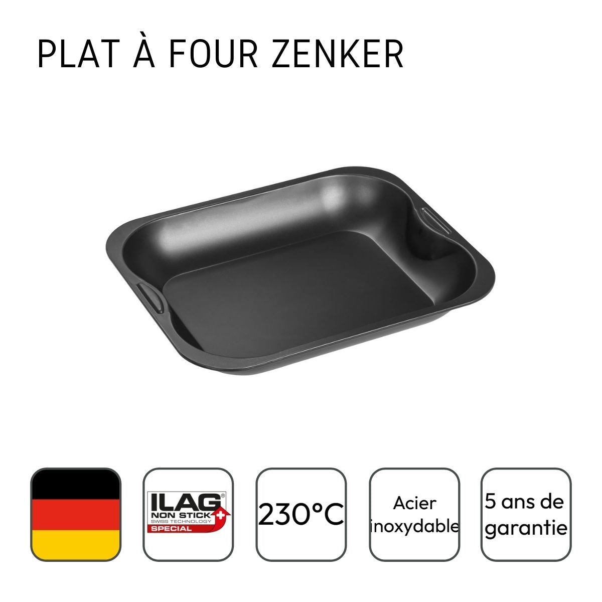 Zenker - Set De 2 Plats Four 28/23 Cm En Acier Avec 2 Ustensiles Zenker Special Cooking - Noir
