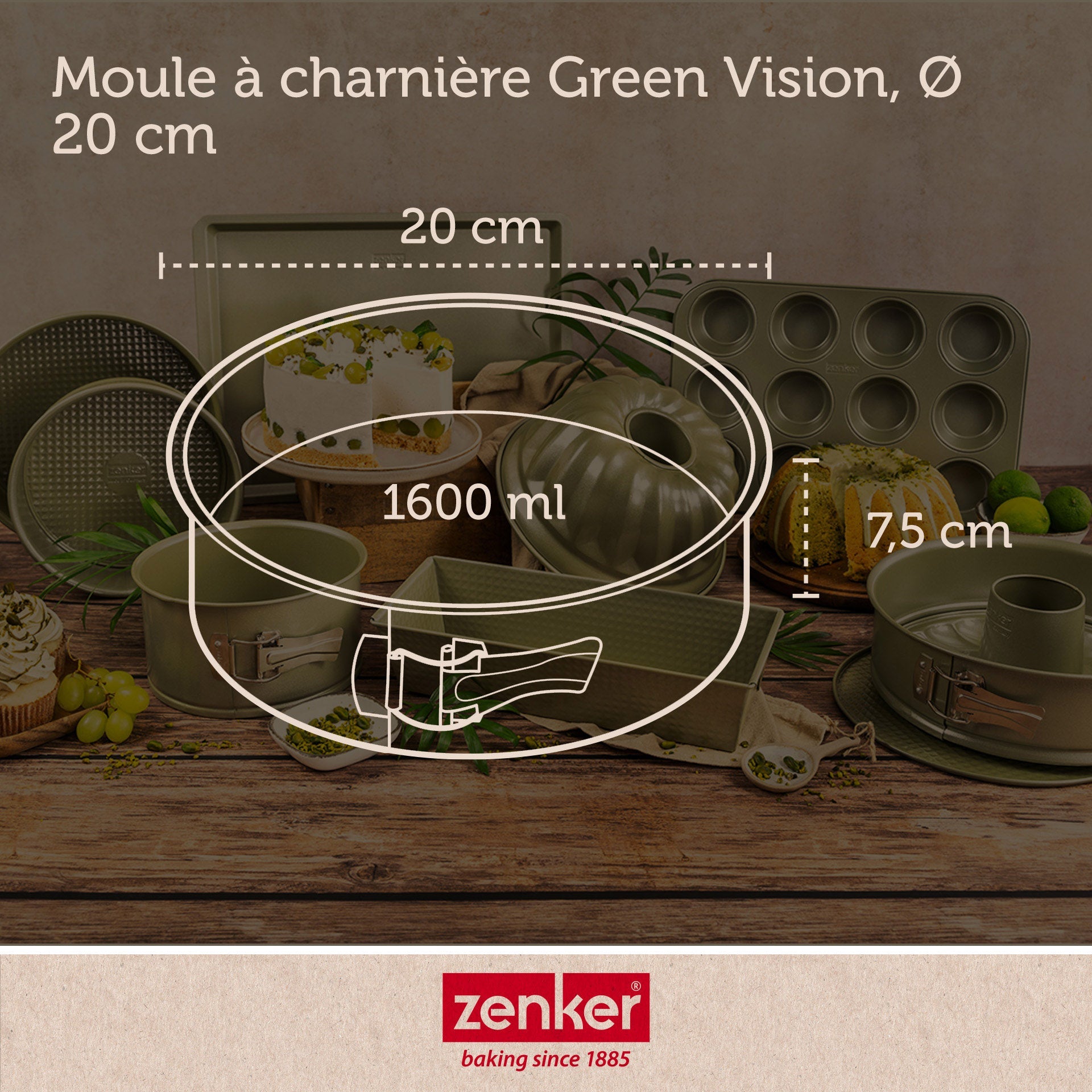 Zenker - Ensemble De 2 Moules À Manqué À Charnière 20 Cm Zenker Green Vision - Vert