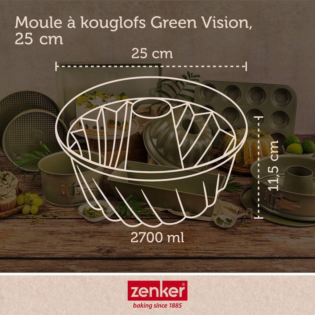 Zenker - Lot De 2 Moules À Gâteaux 25/25 Cm En Acier Avec Cire De Carnauba Zenker Green Vision - Vert