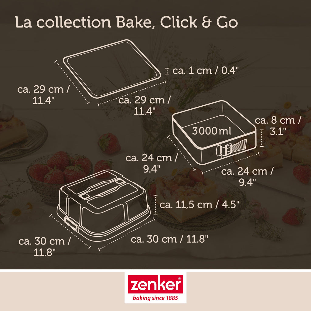 Zenker - Lot De 2 Moules À Gâteaux 23/23 Cm En Acier Zenker Bake Click And Go - Noir