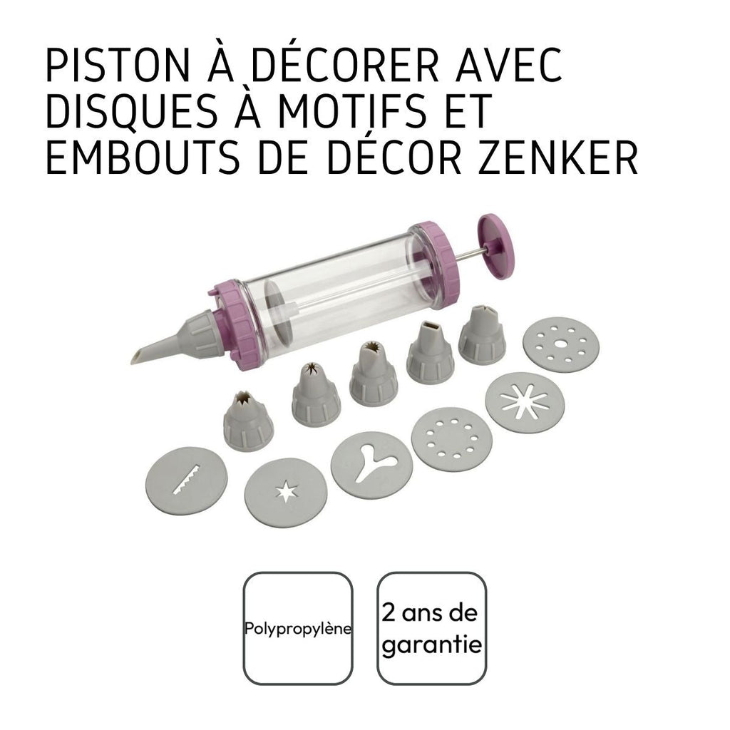 Zenker - Seringue De Pâtisserie Et 6 Embouts Et 6 Disques À Motifs Zenker Sweet Sensation - Gris