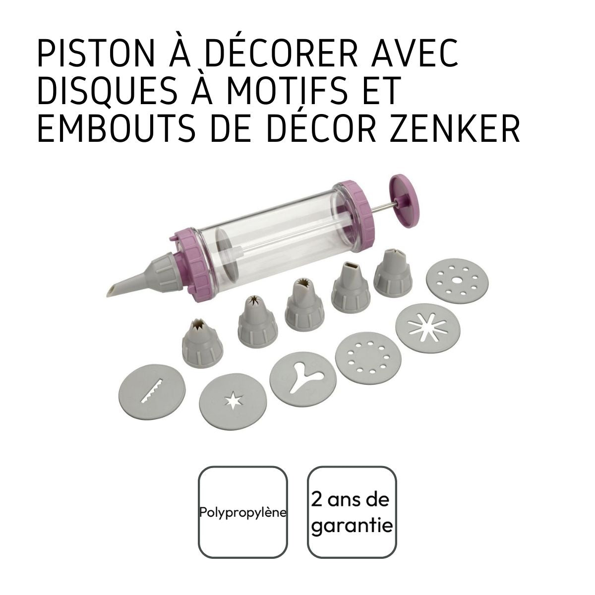 Zenker - Seringue De Pâtisserie Et 6 Embouts Et 6 Disques À Motifs Zenker Sweet Sensation - Gris