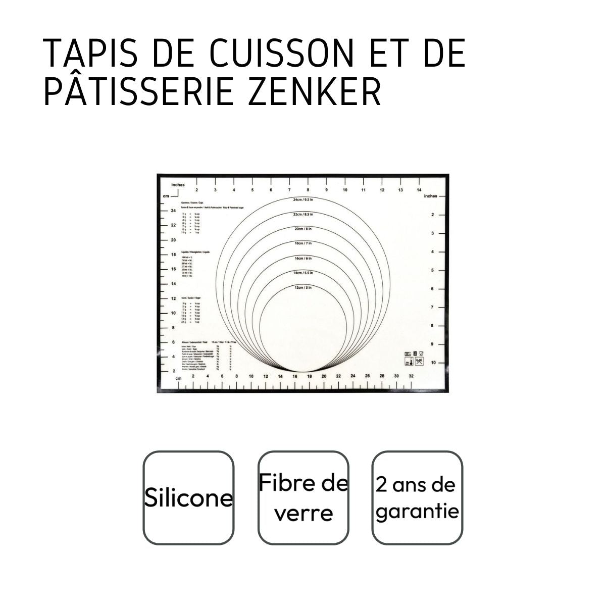 Zenker - Tapis De Cuisson En Silicone 40 X 30 Cm Zenker Smart Pastry - Blanc|Noir
