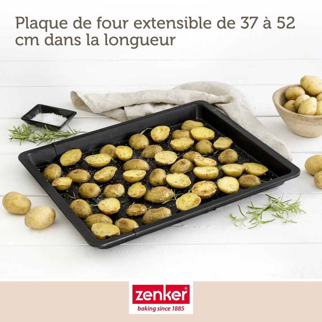 Zenker - Plaque À Pizza Rectangulaire Perforée Extensible 37 À 52 X 33 Cm Zenker Black Metallic - Noir
