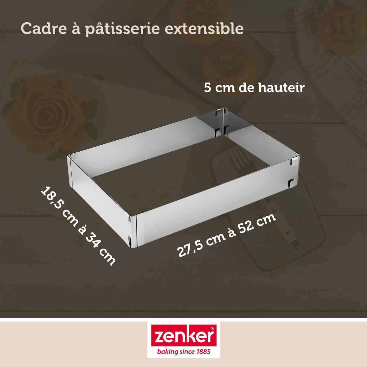 Zenker - Cadre À Gâteau Réglable 27 À 52 Cm Zenker Smart Pastry - Inox