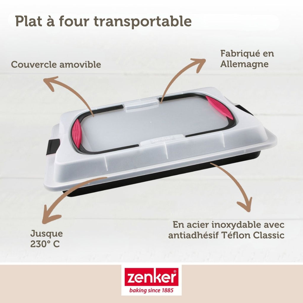 Zenker - Plaque De Cuisson 42 X 29 Cm Avec Couvercle Zenker Special To Go - Noir