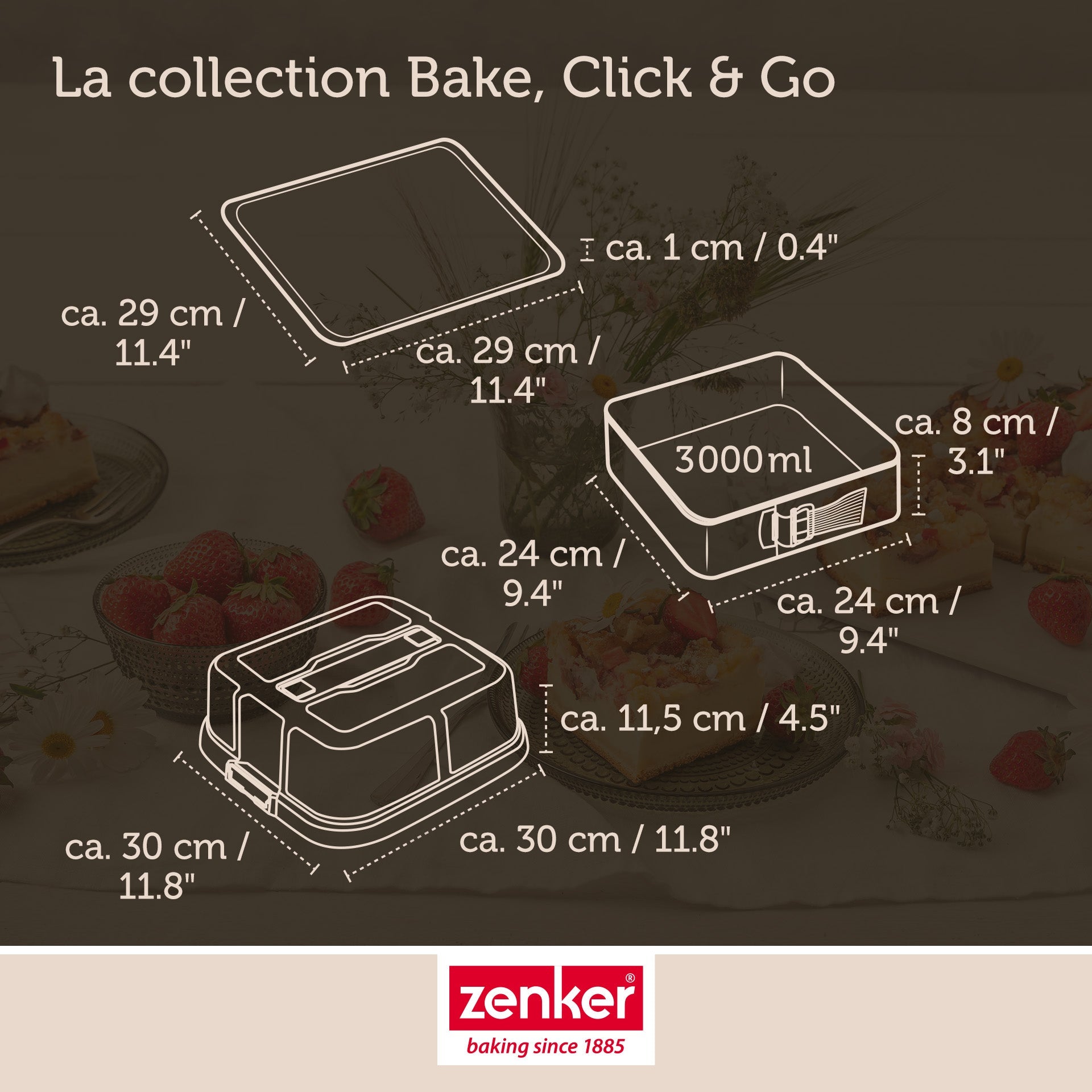 Zenker - Moule À Charnière Carré Avec Couvercle 23 Cm Zenker Bake Click And Go - Noir