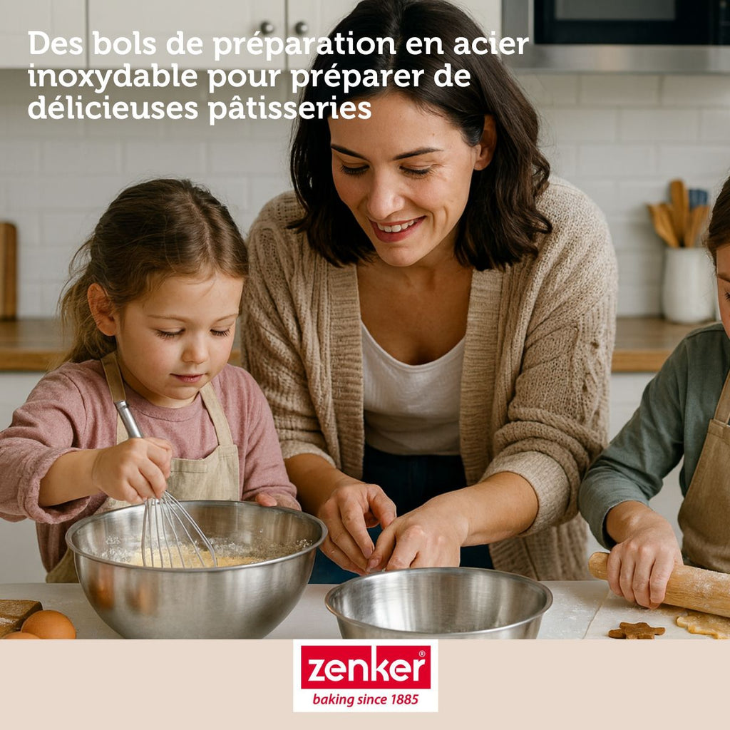Zenker - Set Comprenant 1 Moule À Cake En Acier Étamé, 1 Spatule Zenker Et 2 Bols À Mixer En Inox Fackelmann - Gris