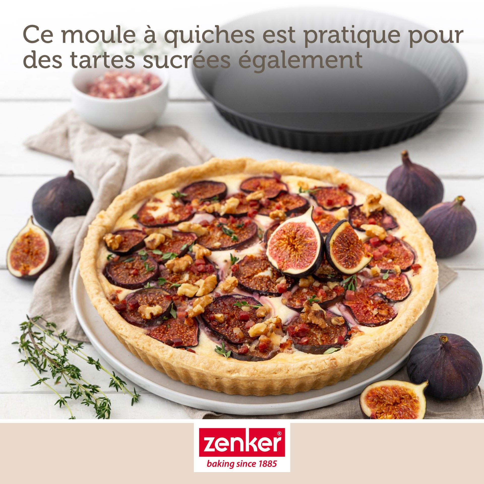 Zenker - Set Pâtisserie Avec Moule À Quiche Lorraine 30 Cm, 2 Bols À Mixer Et 1 Spatule Zenker - Noir