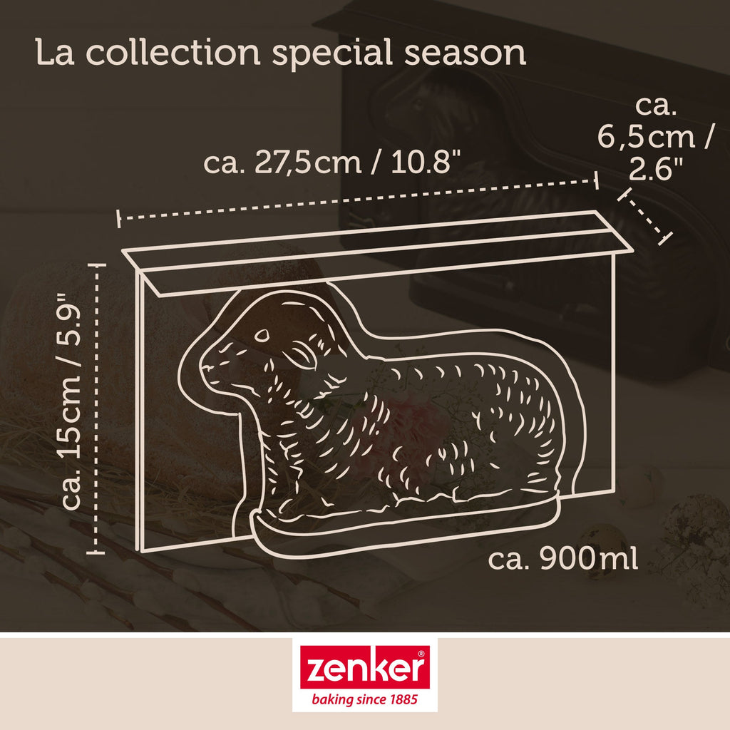 Zenker - Lot De 2 Moules À Gâteaux 3D En Forme D'Agneau Pascal 900 Ml Zenker Special Season - Noir