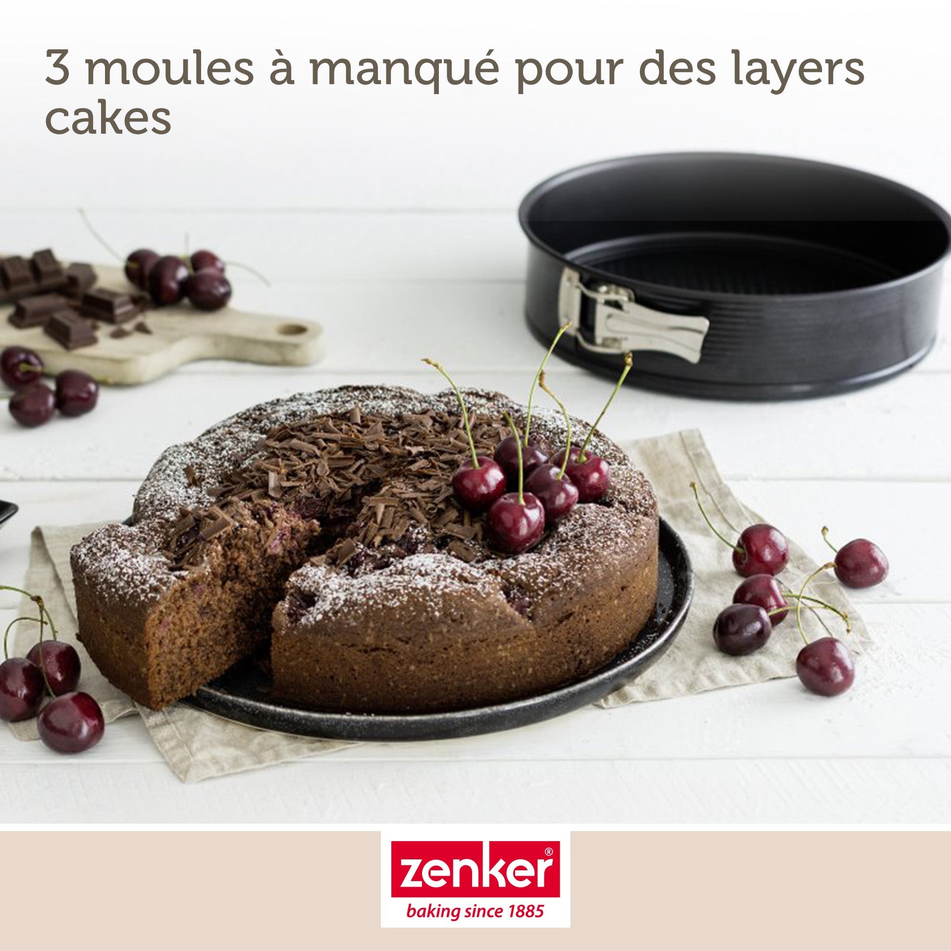 Zenker - Set De 3 Moules À Charnière Ronds De 20 Cm 24 Cm Et 28 Cm Zenker Black Metallic - Noir