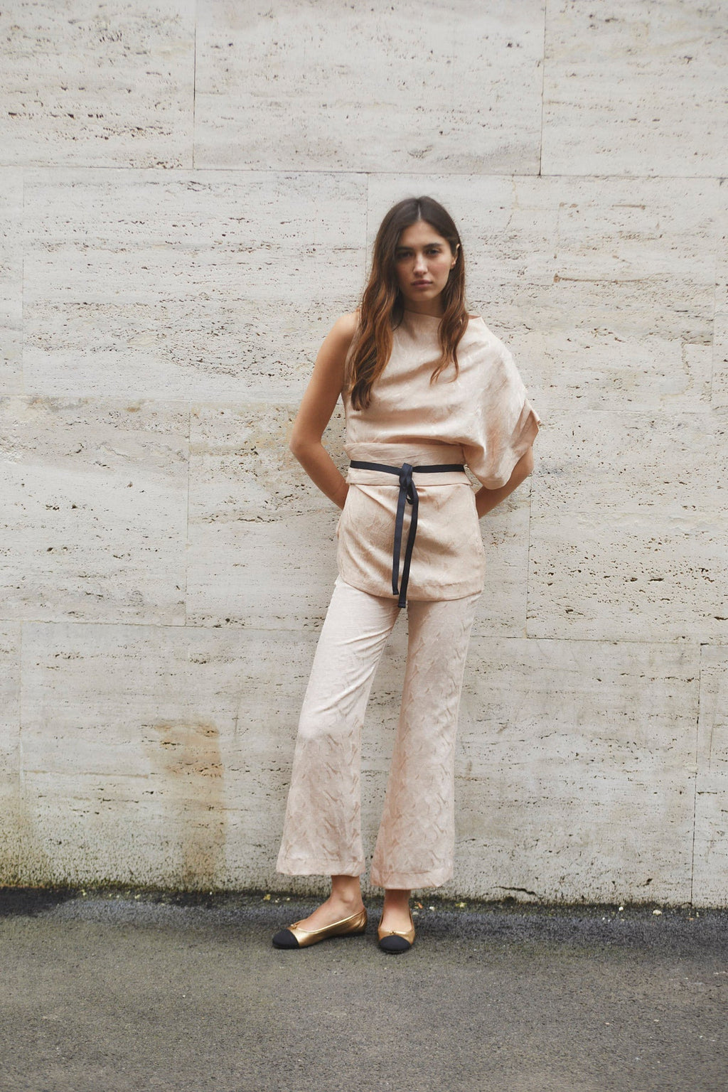 Pantalon Sixties Crop Jacquard Rustique Nude