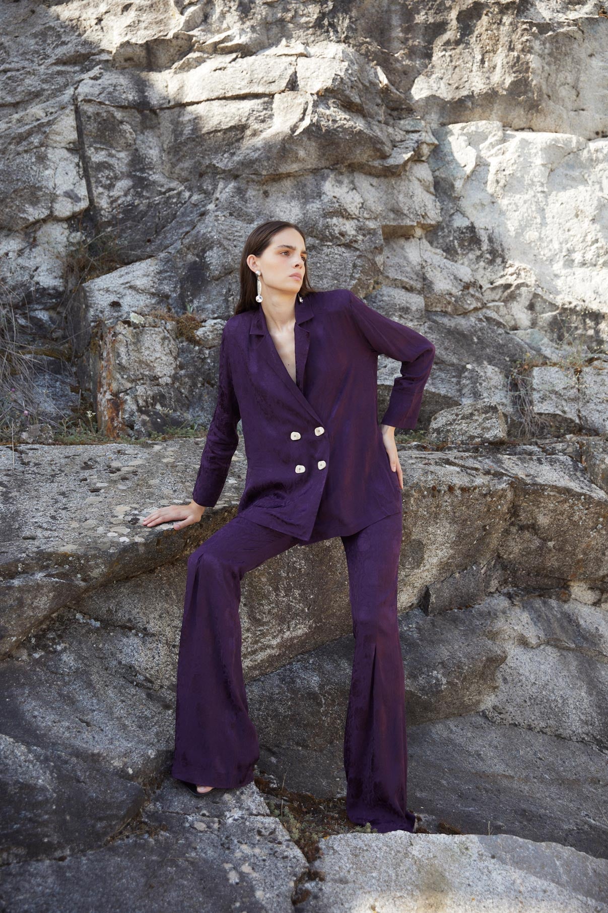 Pantalon Icon Jacquard Fleur Rétro Violet