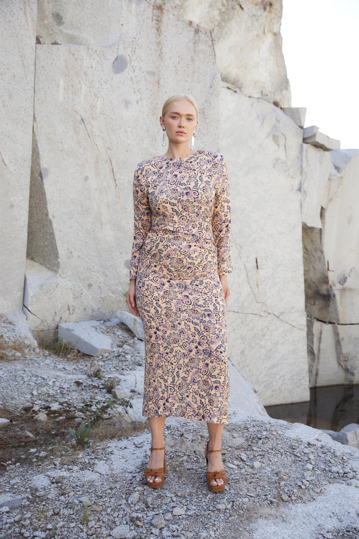 Robe Beky Fleuri Iris Beige