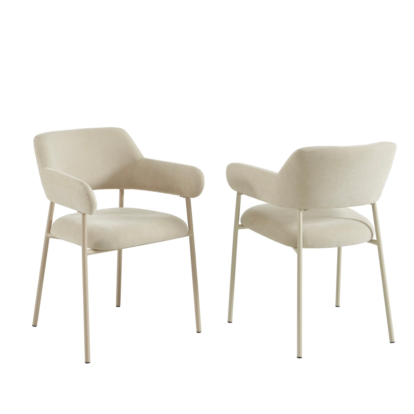 Ivan - Lot De 2 Fauteuils Repas - Tissu Beige