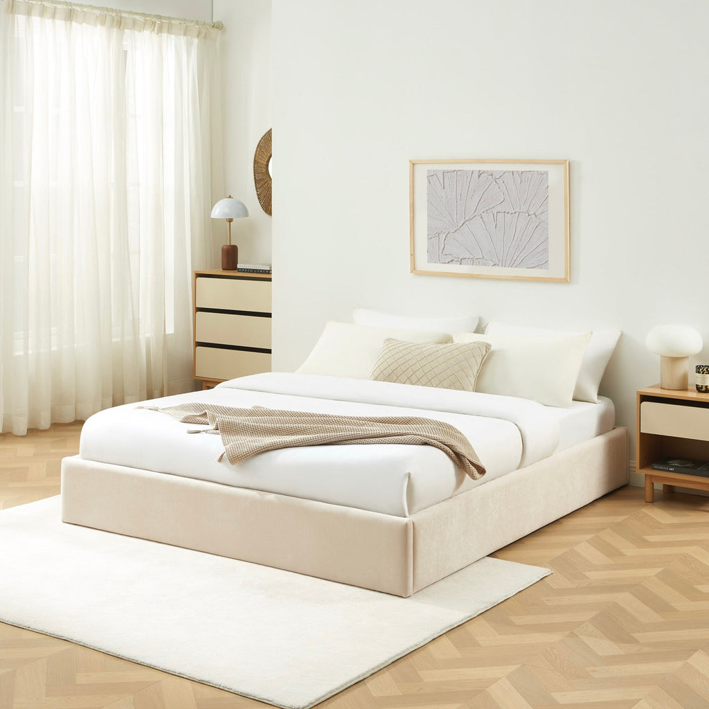 Ivy - Lit Coffre - Tissu Beige