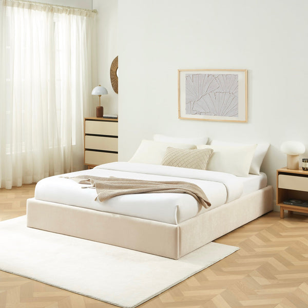 Ivy - Lit Coffre - Tissu Beige
