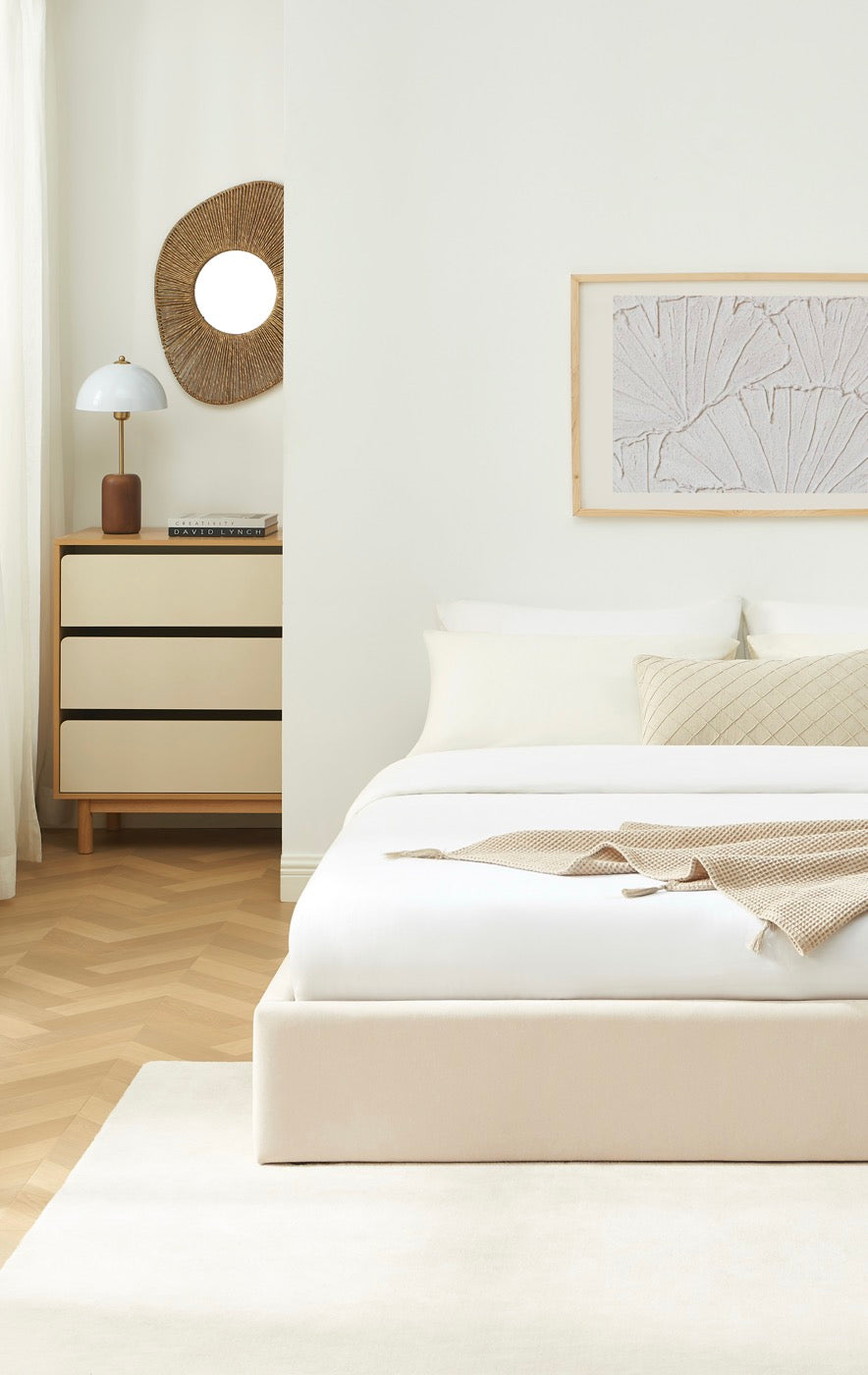 Ivy - Lit Coffre - Tissu Beige