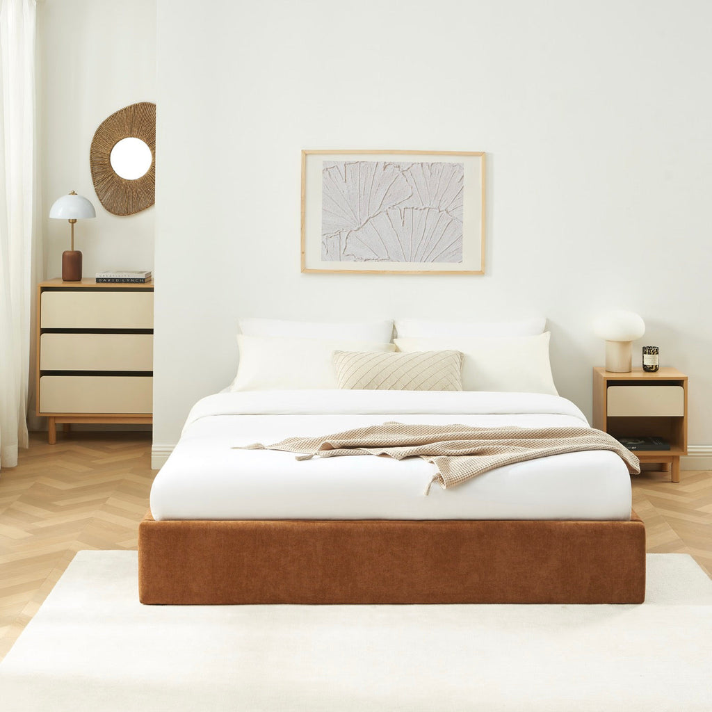 Ivy - Lit Coffre - Tissu Marron