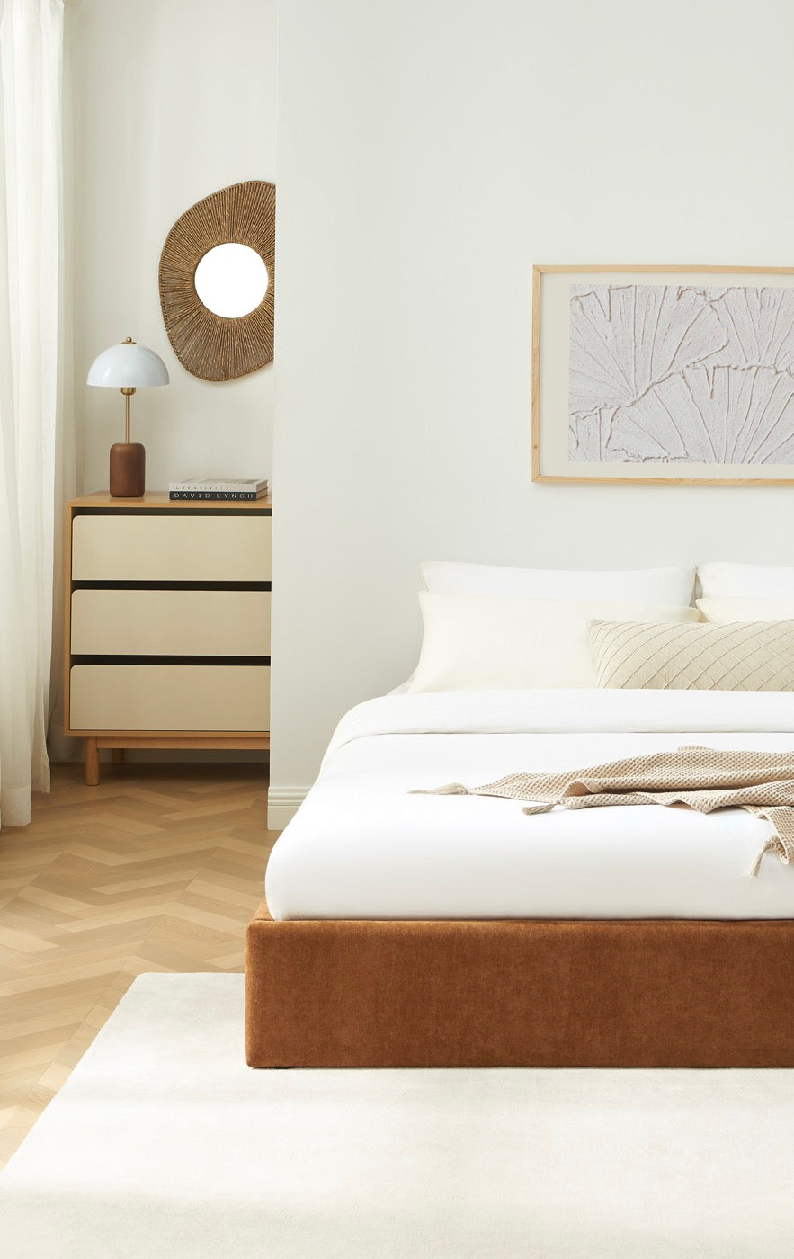 Ivy - Lit Coffre - Tissu Marron