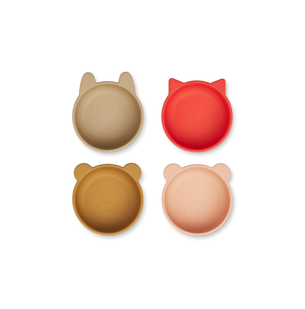 Bol En Silicone Mignon - Lot De 4 Iggy - Apple Red / Tuscany Rose Multi Mix