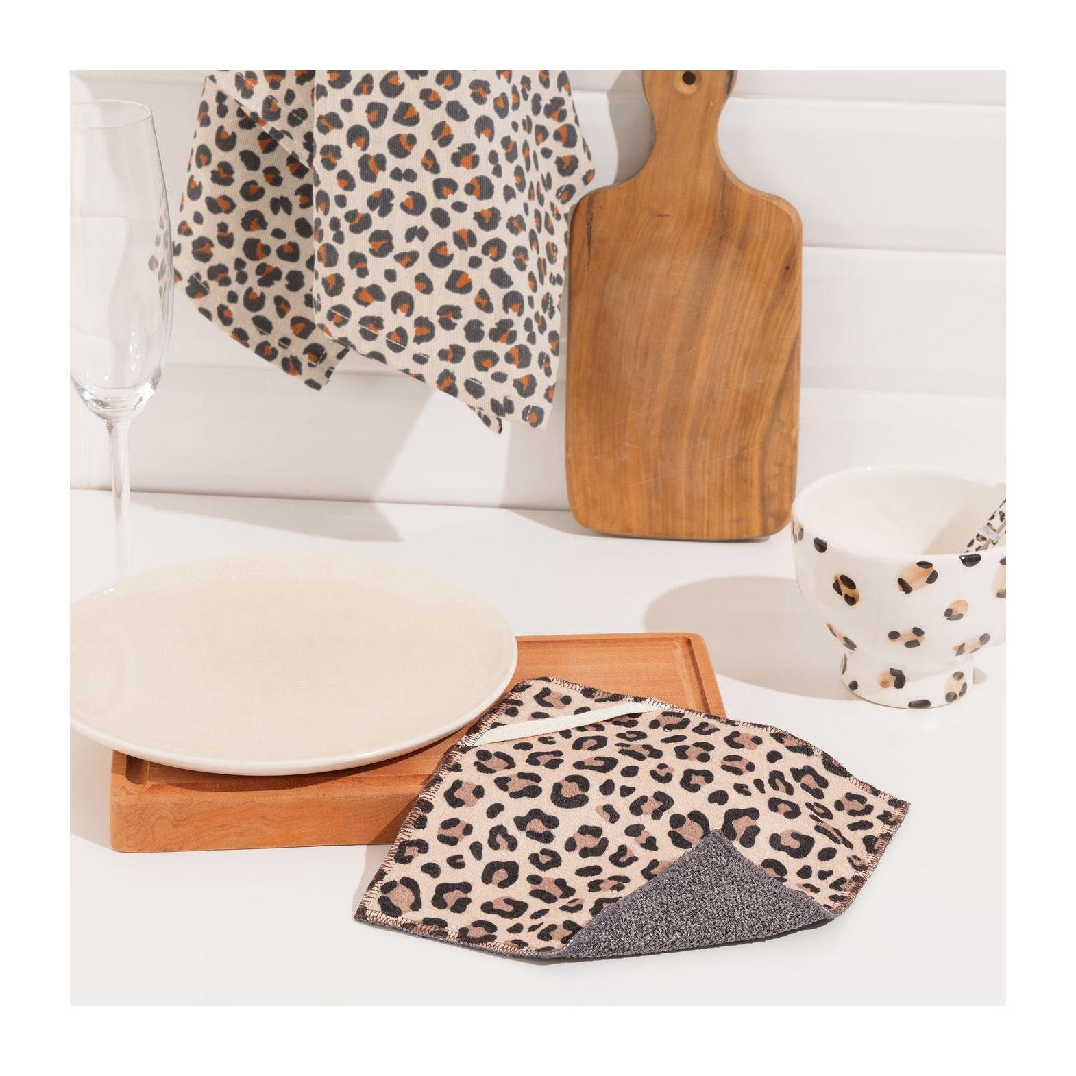 New - Duo D'Éponges Plates Léopard