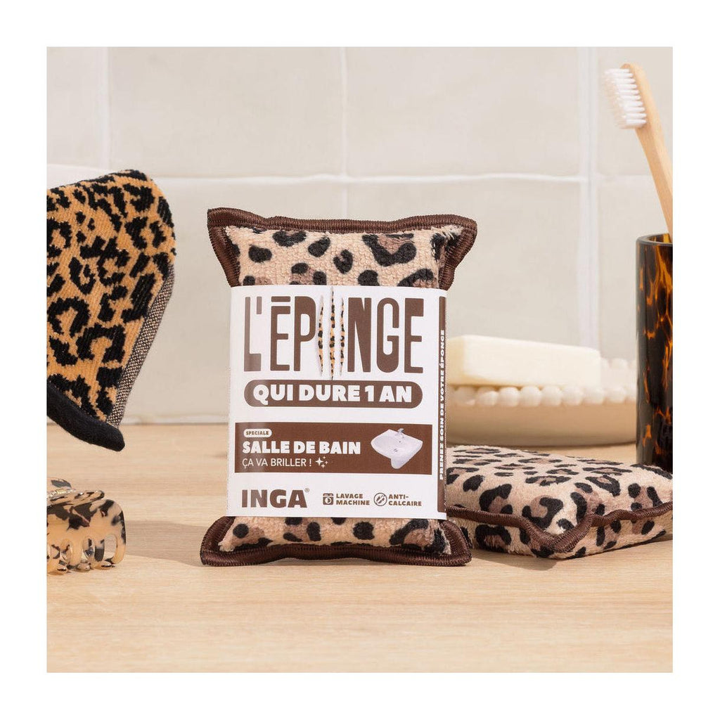 New - Duo D'Éponges Salle De Bain Léopard