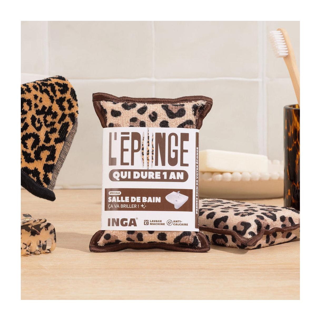 New - Duo D'Éponges Salle De Bain Léopard