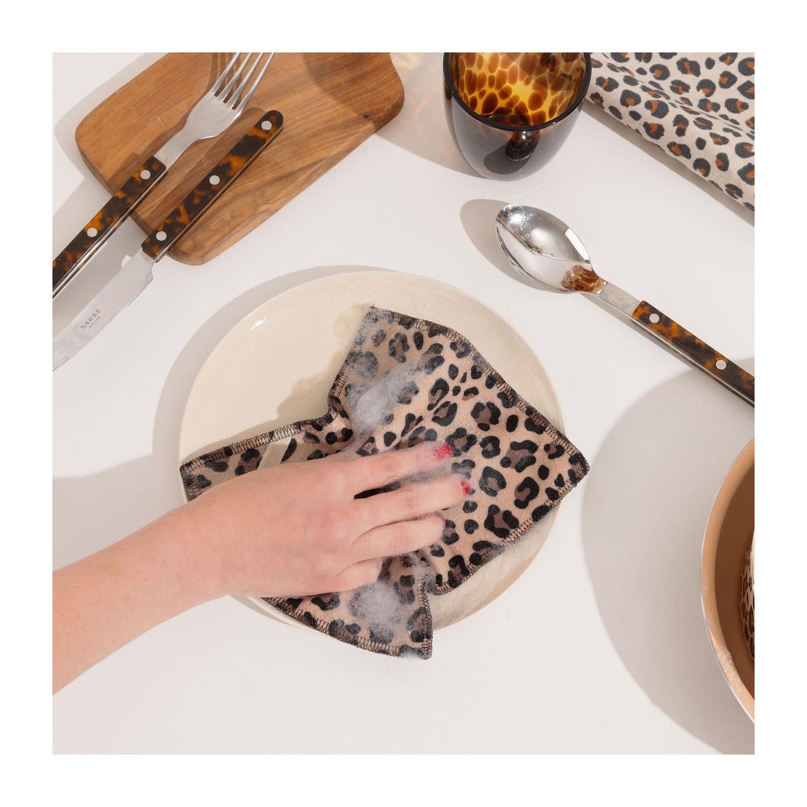 New - Duo D'Éponges Plates Léopard