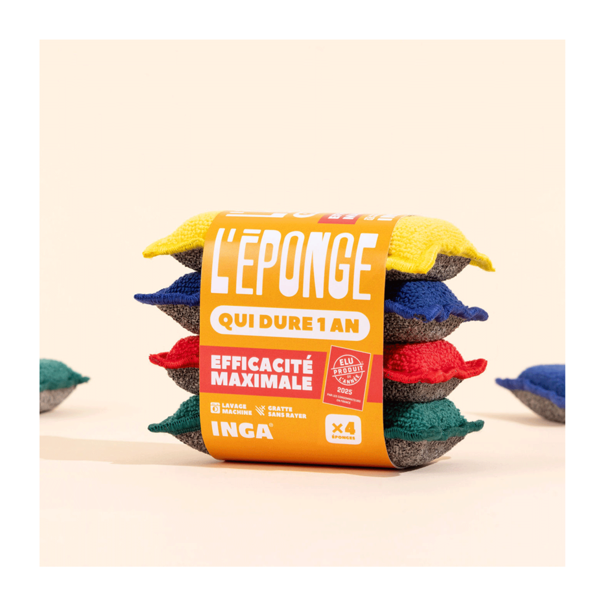 Éponges Lavables - 4 Couleurs