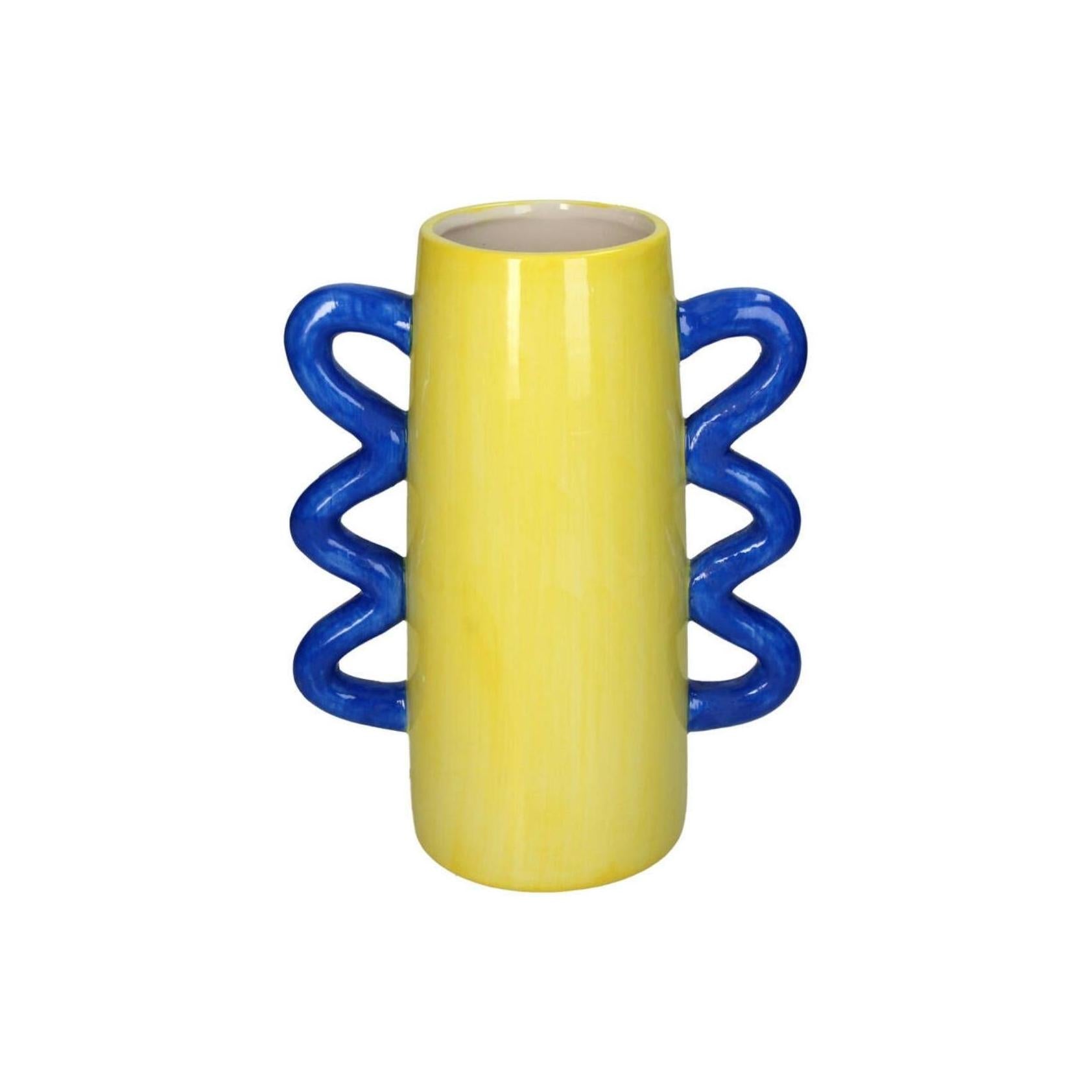 Vase jaune et anses bleu inside déco 