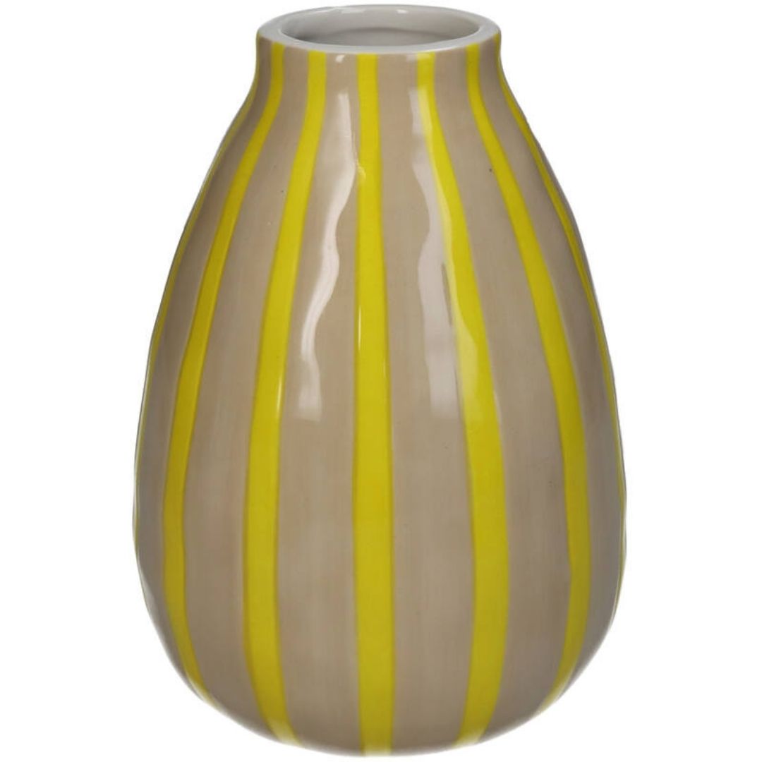 Vase beige à rayures jaunes inside déco 