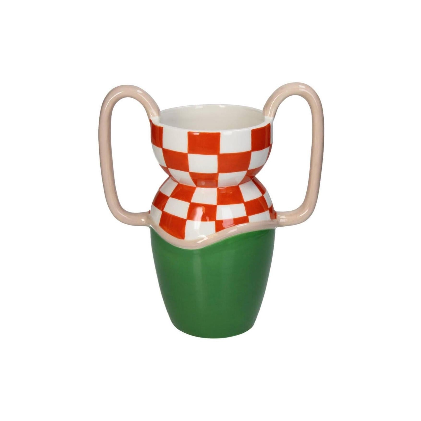 Vase damier avec grandes anses inside déco 