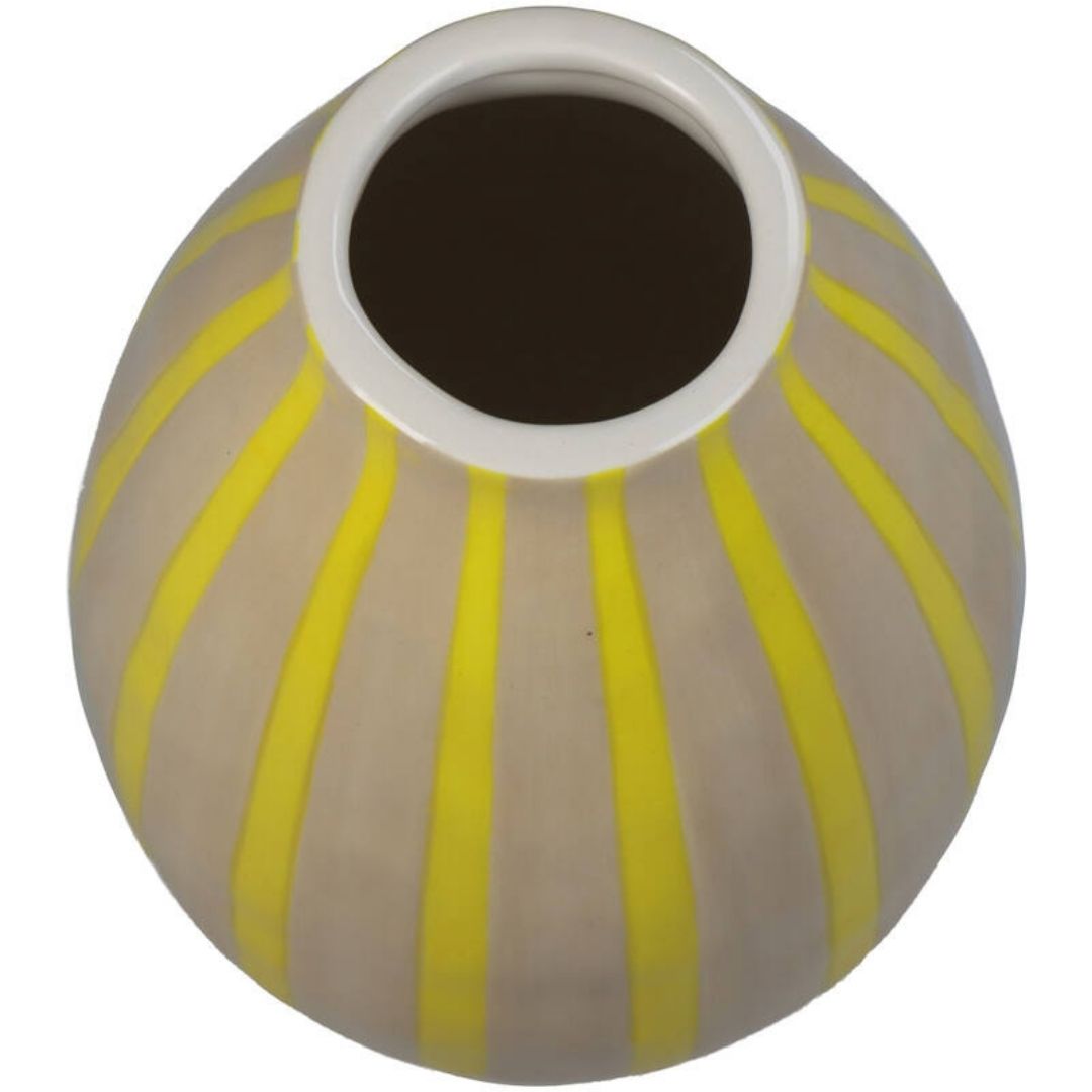 Vase en céramique rayé jaune inside déco 
