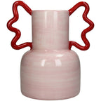 Vase rose avec grandes anses rouges Inside déco 