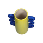 Vase jaune et bleu anses ondulées inside déco 