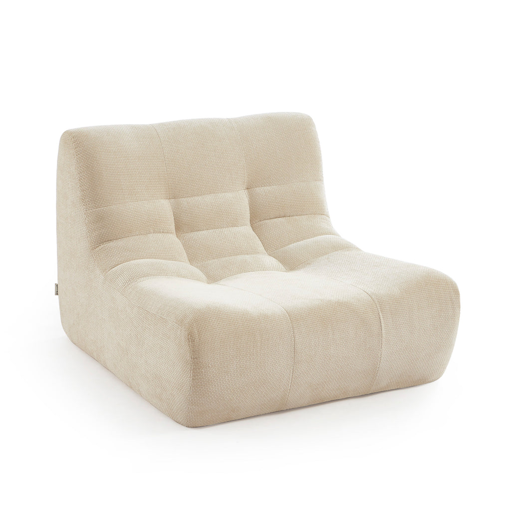 Janis - Chauffeuse Modulable 1 Place - Tissu Chenille - Écru