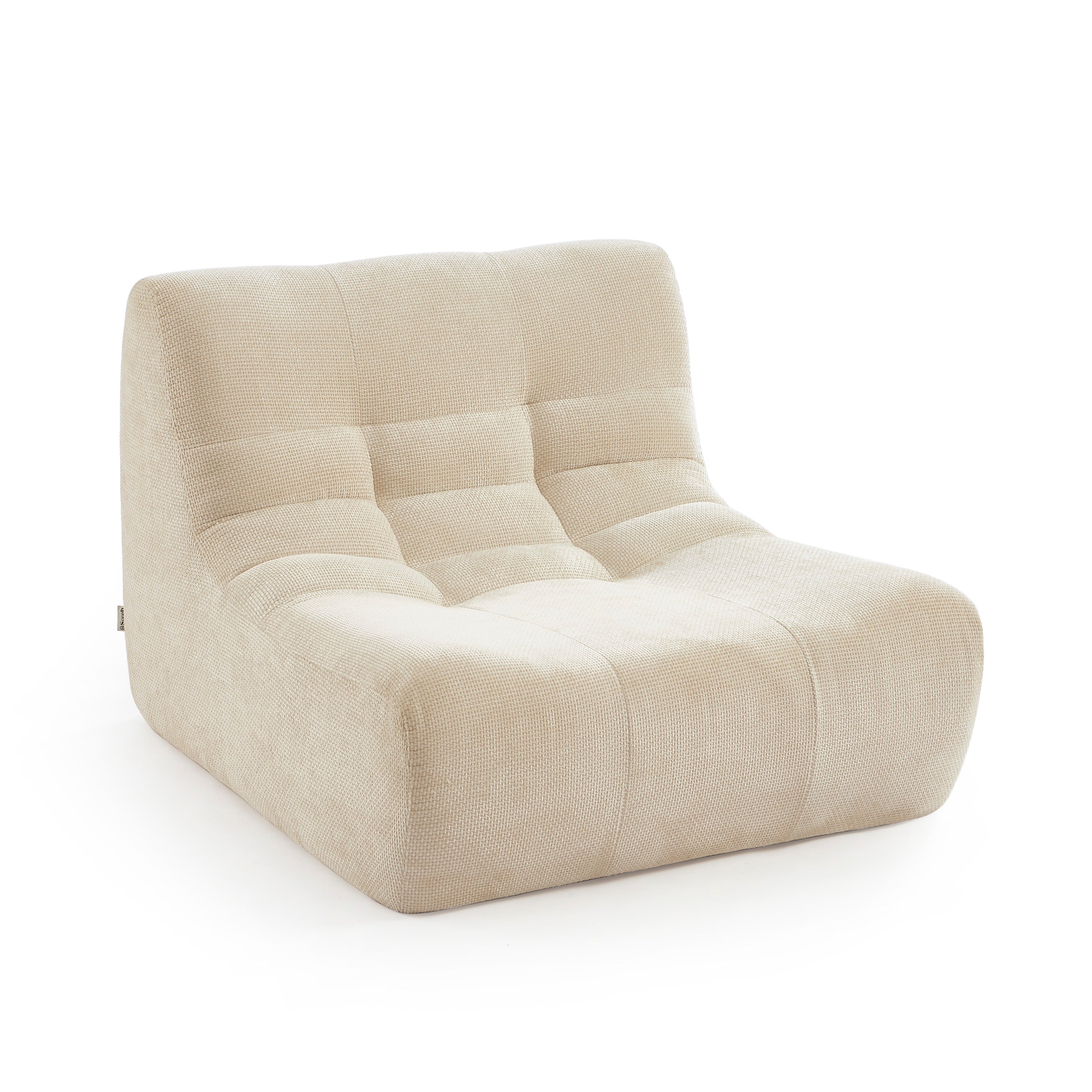 Janis - Chauffeuse Modulable 1 Place - Tissu Chenille - Écru